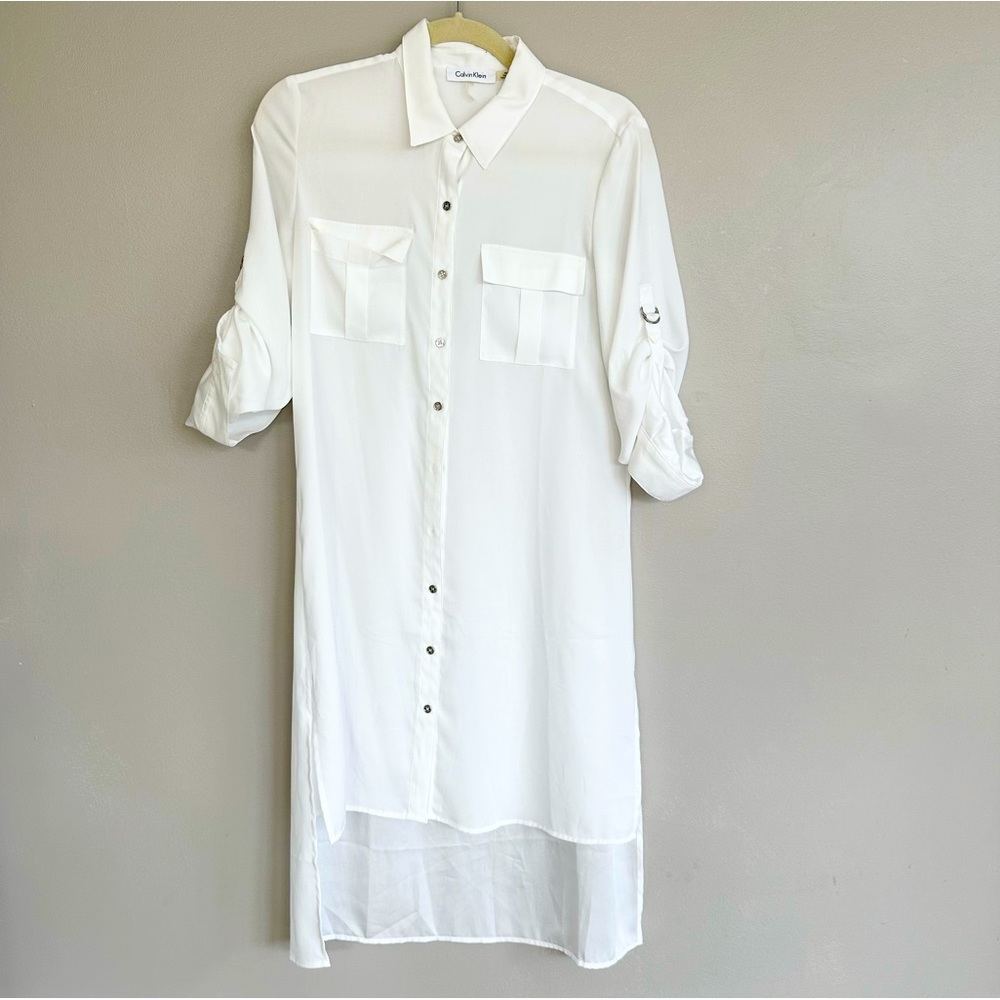 Calvin Klein XS White Buttondown Shirt Dress